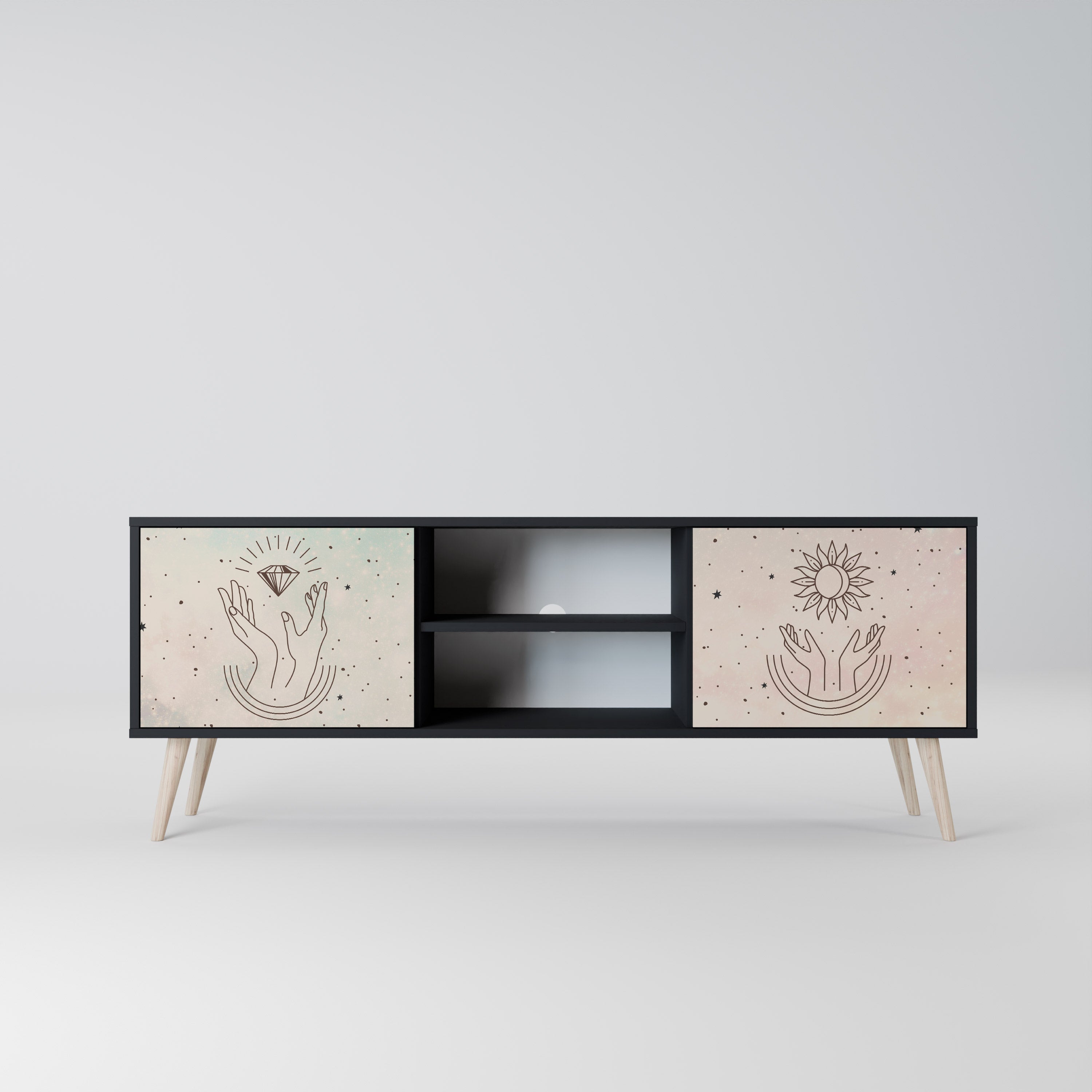 Mueble de TV de 2 puertas DELICATE BEAUTY en acabado negro