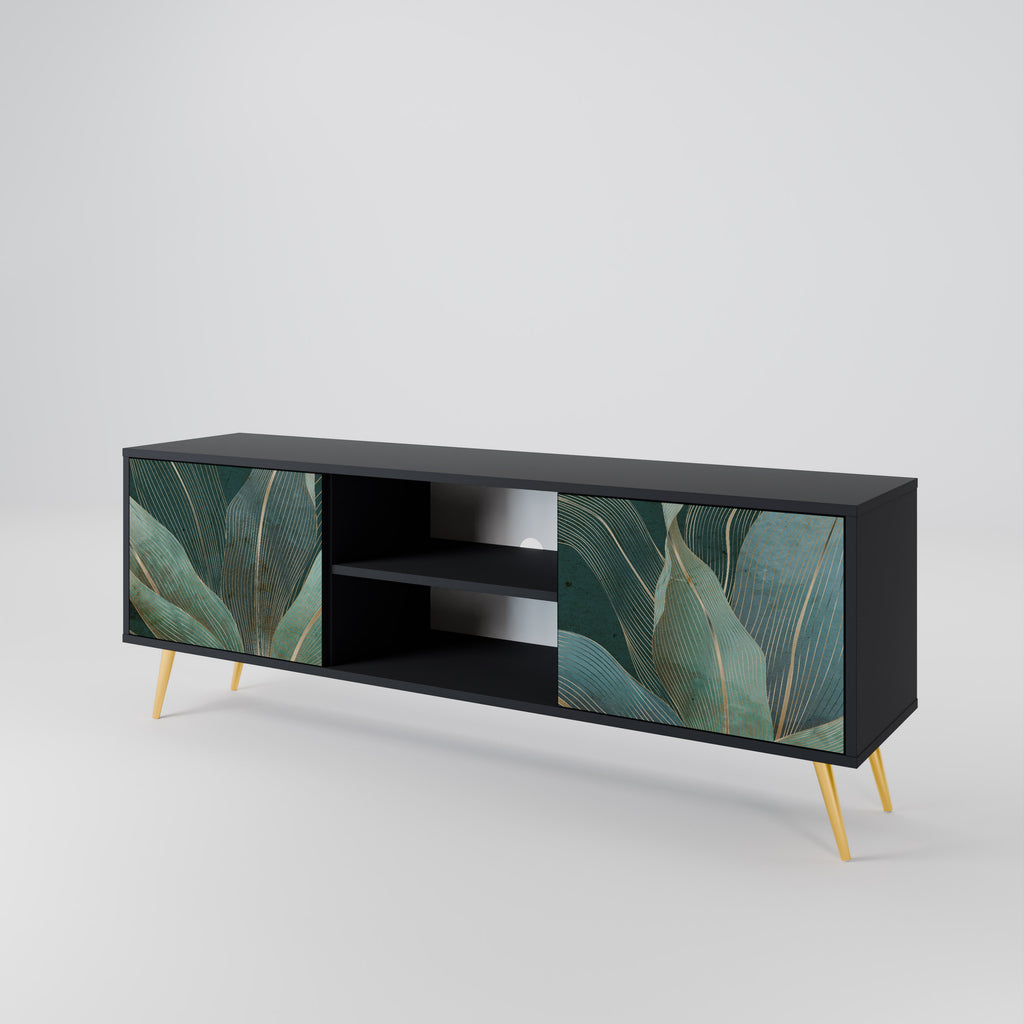 Mueble de TV ROYAL GREEN de 2 puertas con acabado negro