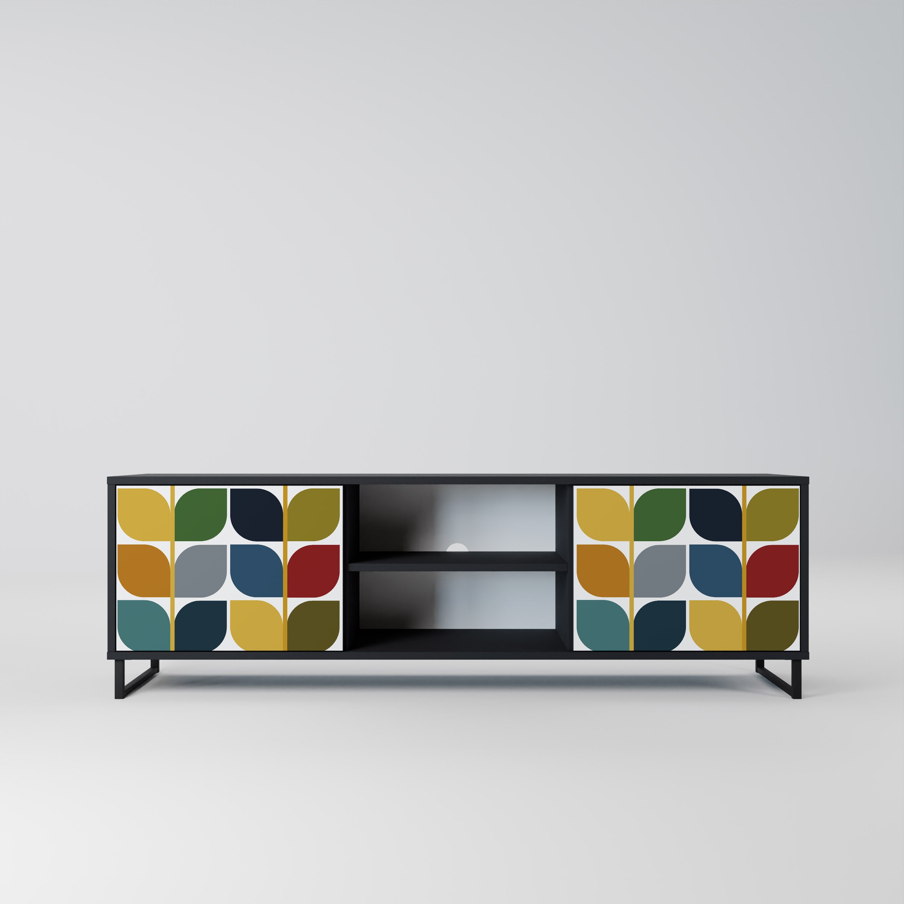 Mueble de TV de 2 puertas WEIGHTLESS HOURS con acabado negro