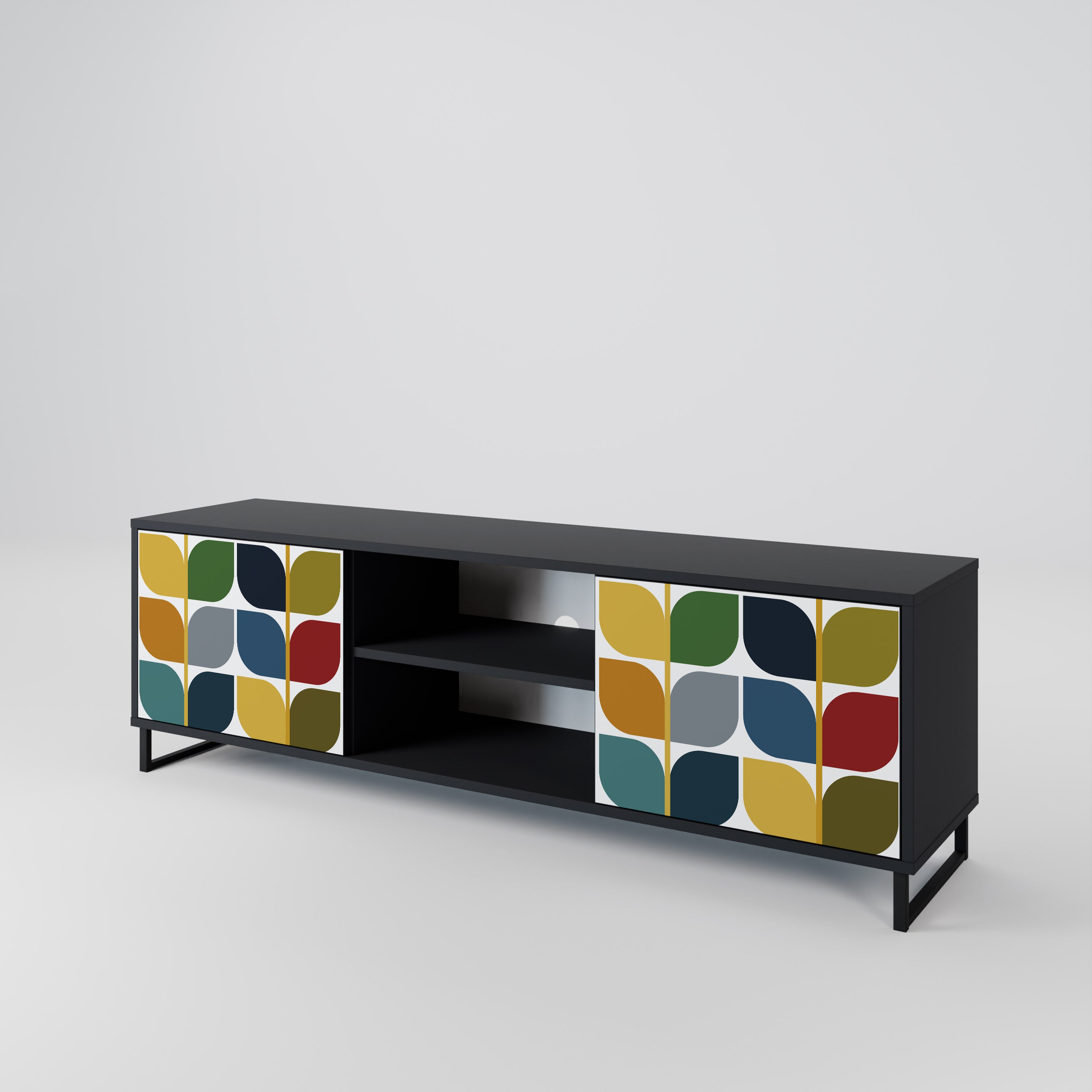 Mueble de TV de 2 puertas WEIGHTLESS HOURS con acabado negro
