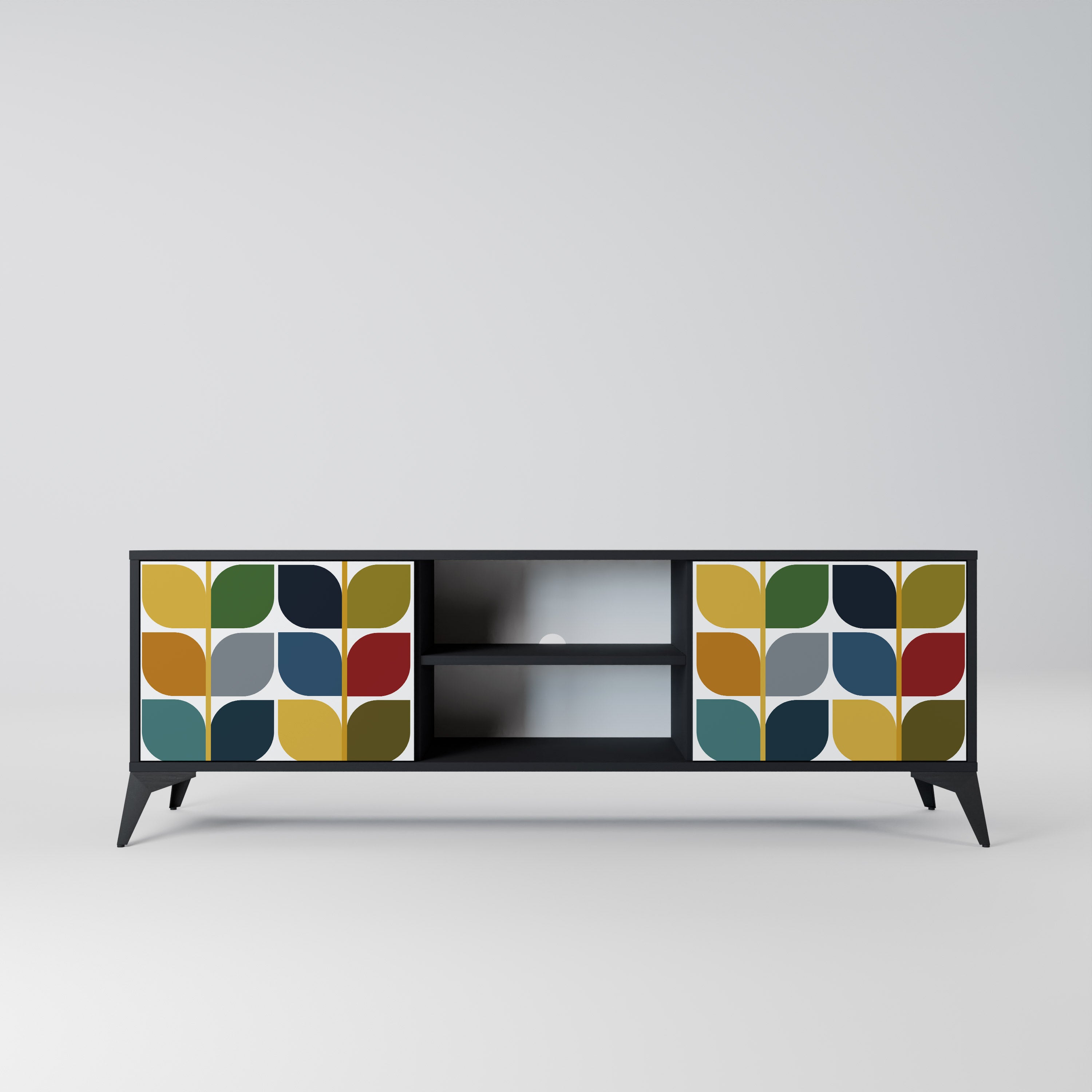 Mueble de TV de 2 puertas WEIGHTLESS HOURS con acabado negro