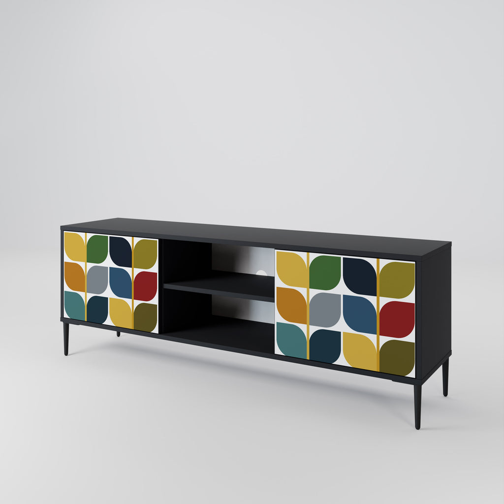 Mueble de TV de 2 puertas WEIGHTLESS HOURS con acabado negro