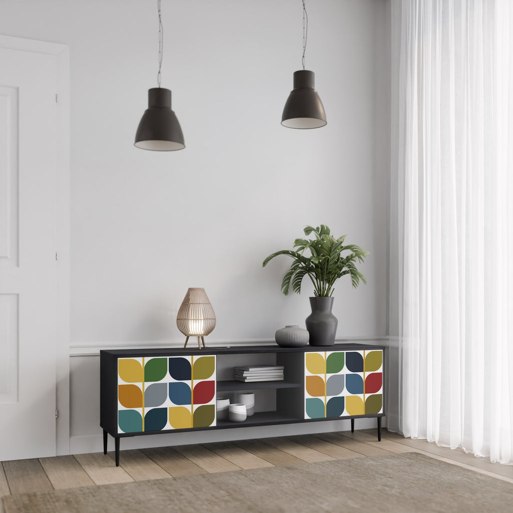 Mueble de TV de 2 puertas WEIGHTLESS HOURS con acabado negro