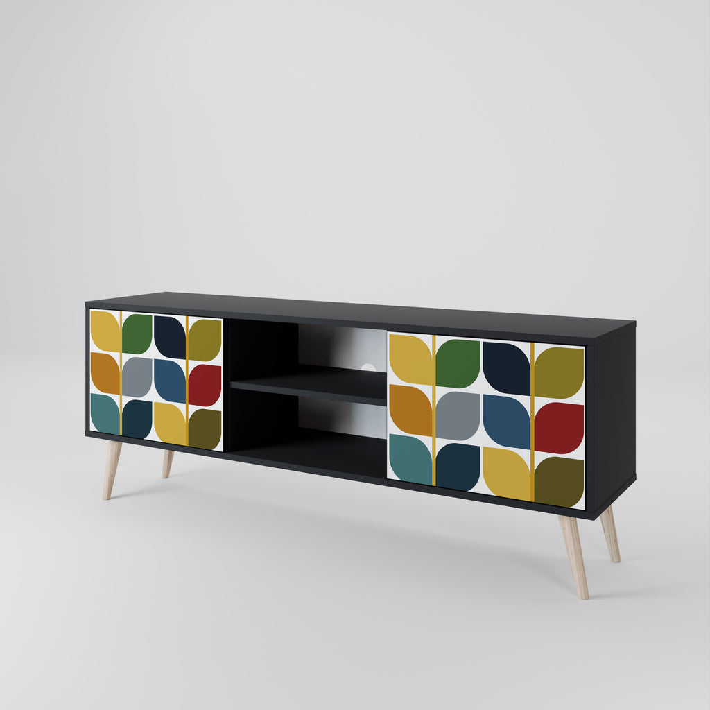 Mueble de TV de 2 puertas WEIGHTLESS HOURS con acabado negro