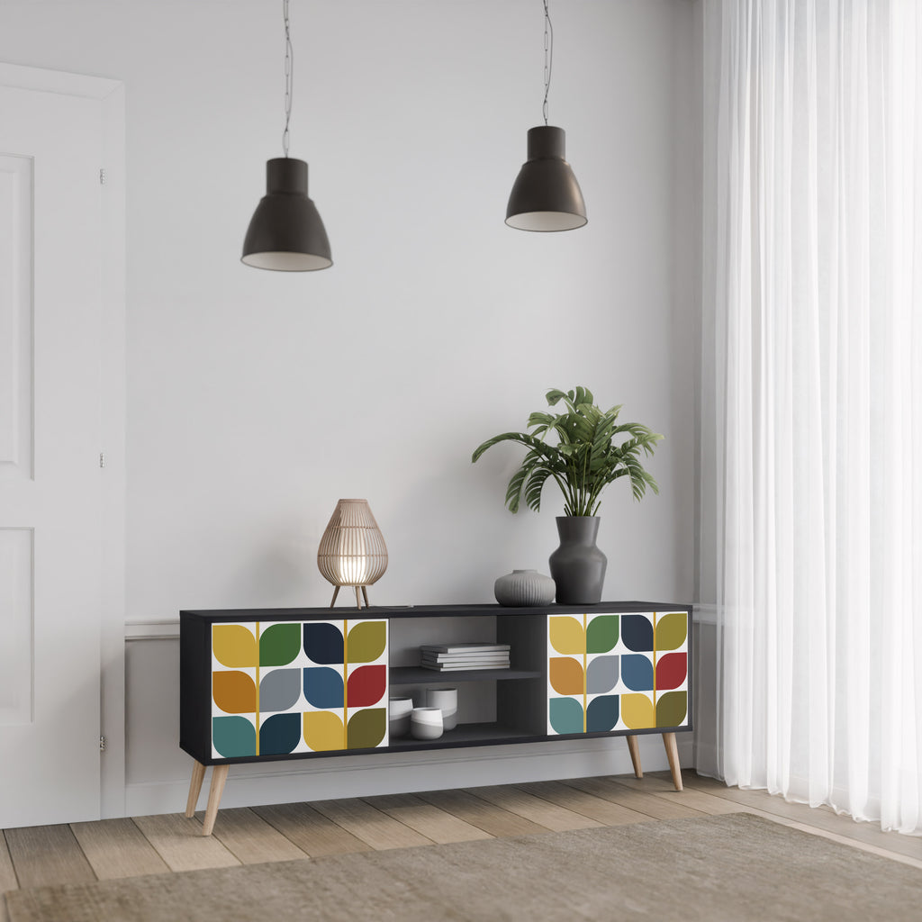 Mueble de TV de 2 puertas WEIGHTLESS HOURS con acabado negro