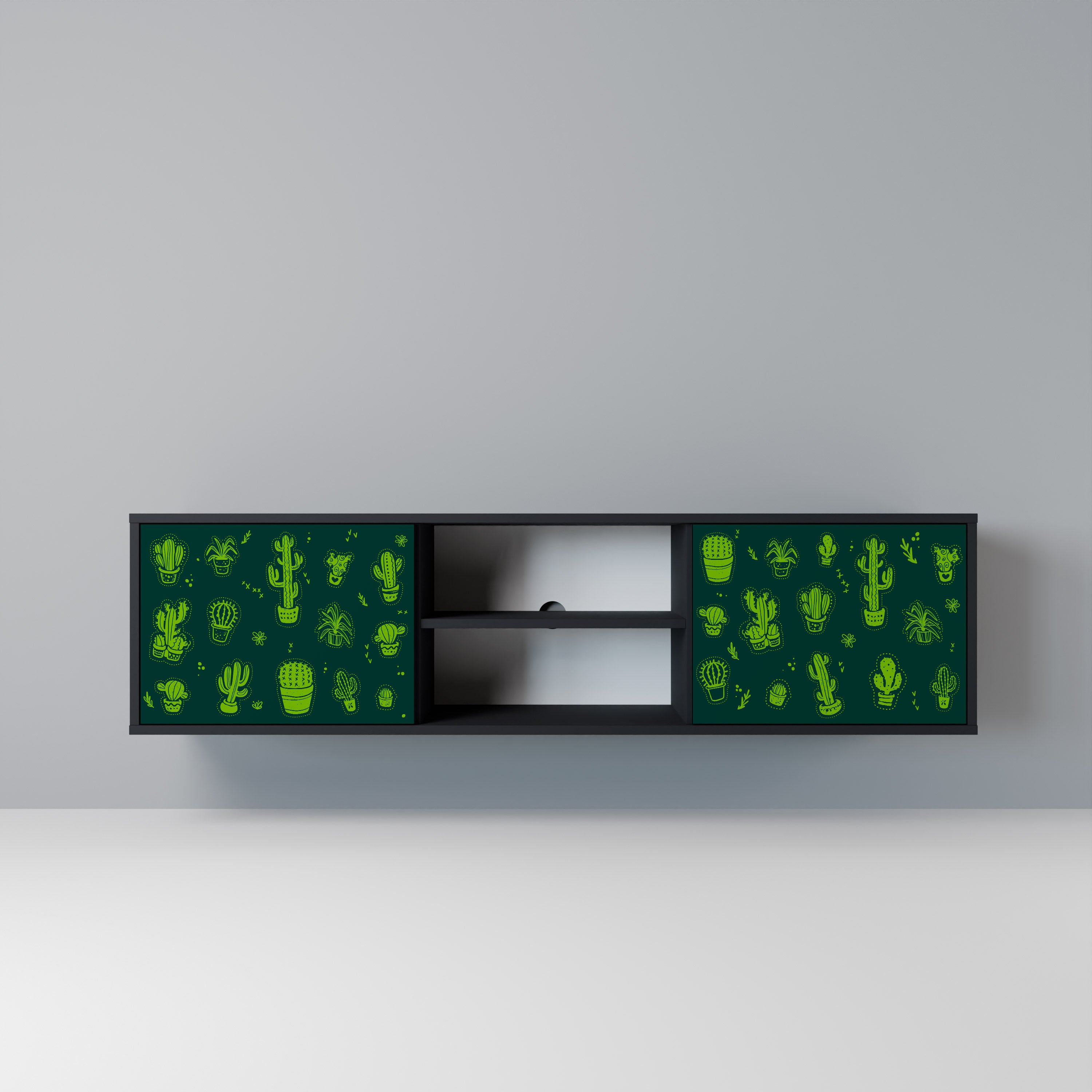 Mueble de TV de 2 puertas DESERT GREEN con acabado negro