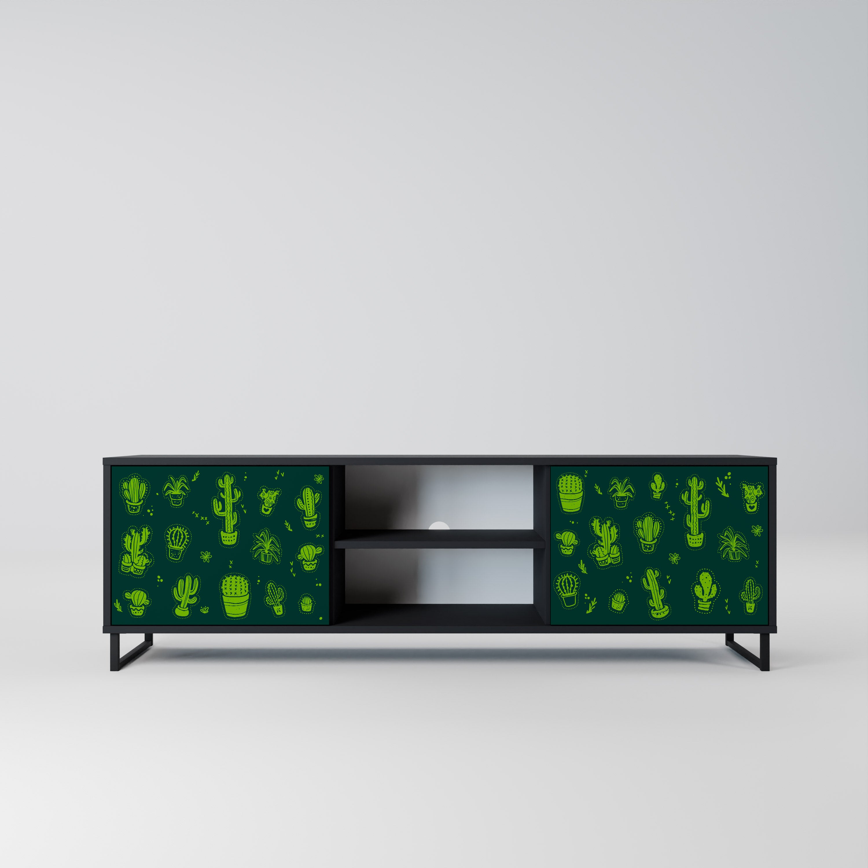 Mueble de TV de 2 puertas DESERT GREEN con acabado negro