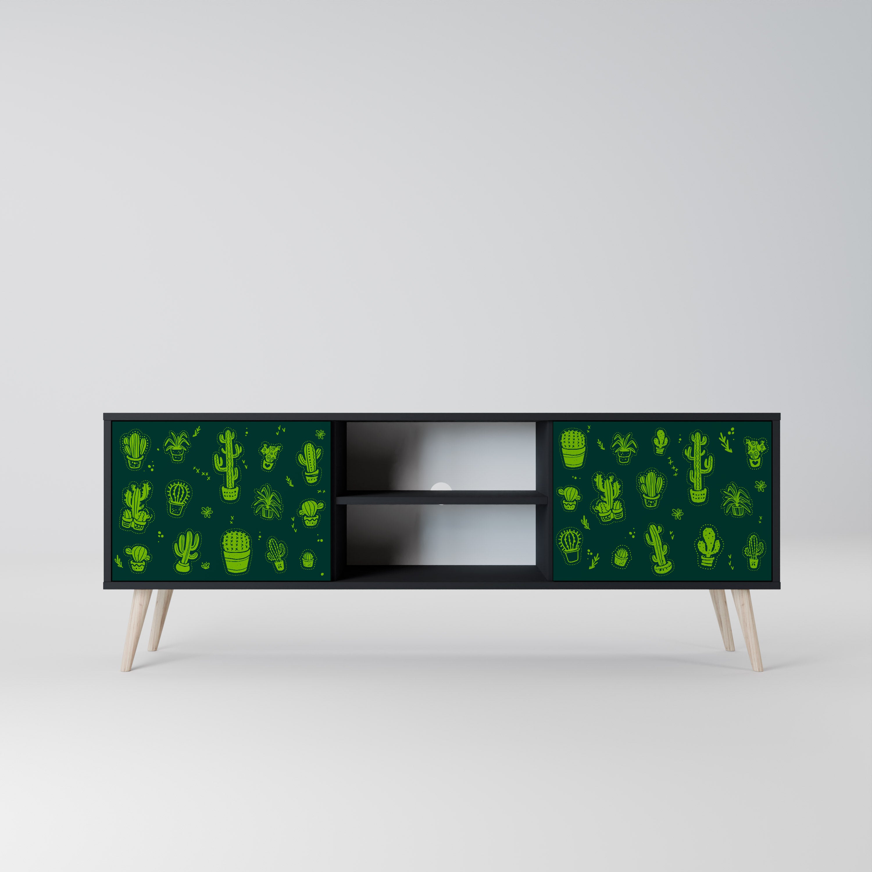 Mueble de TV de 2 puertas DESERT GREEN con acabado negro