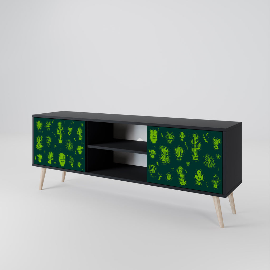 Mueble de TV de 2 puertas DESERT GREEN con acabado negro