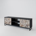 PASSING TIME 2-Door TV Stand in Black Finish