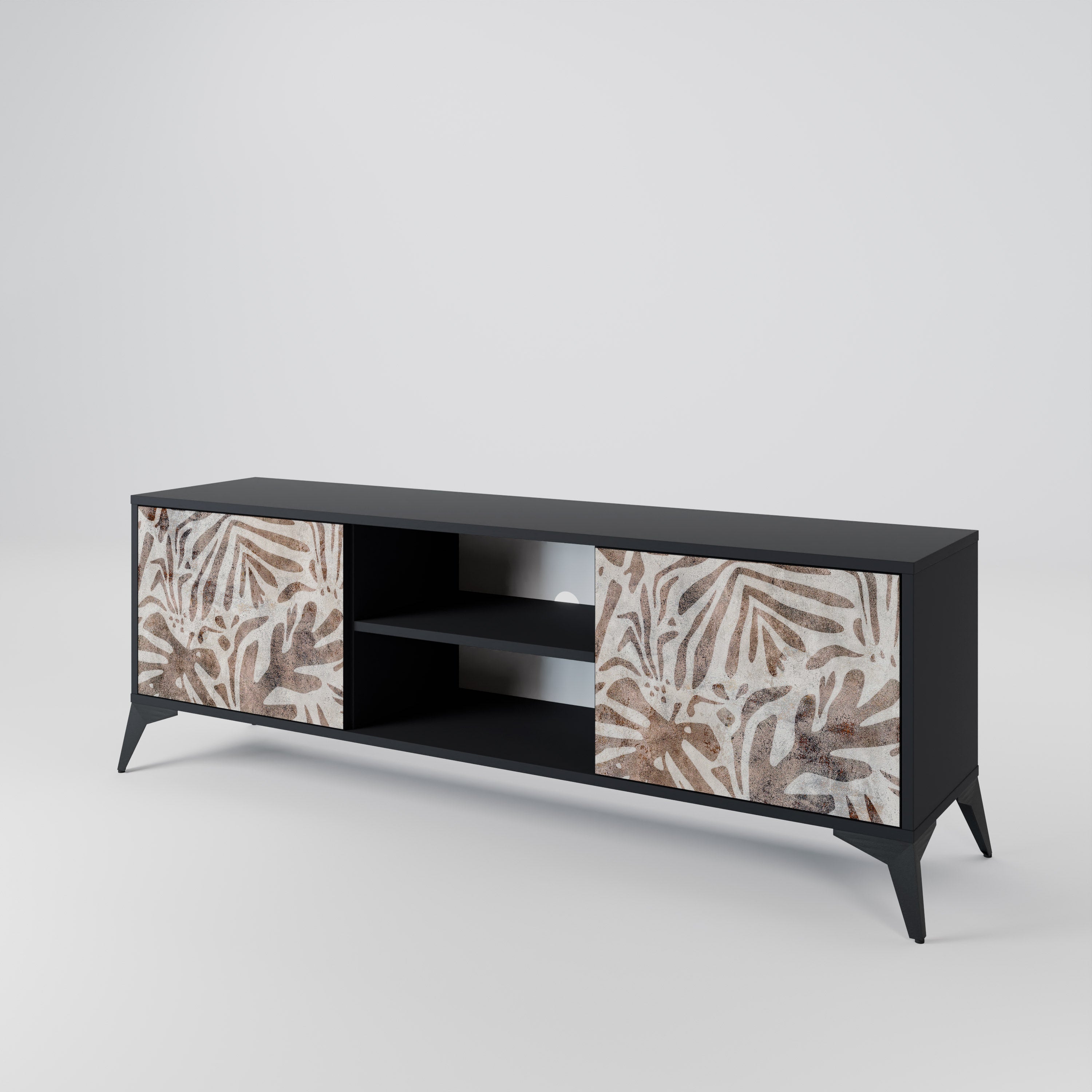 Mueble de TV de 2 puertas PASSING TIME en acabado negro