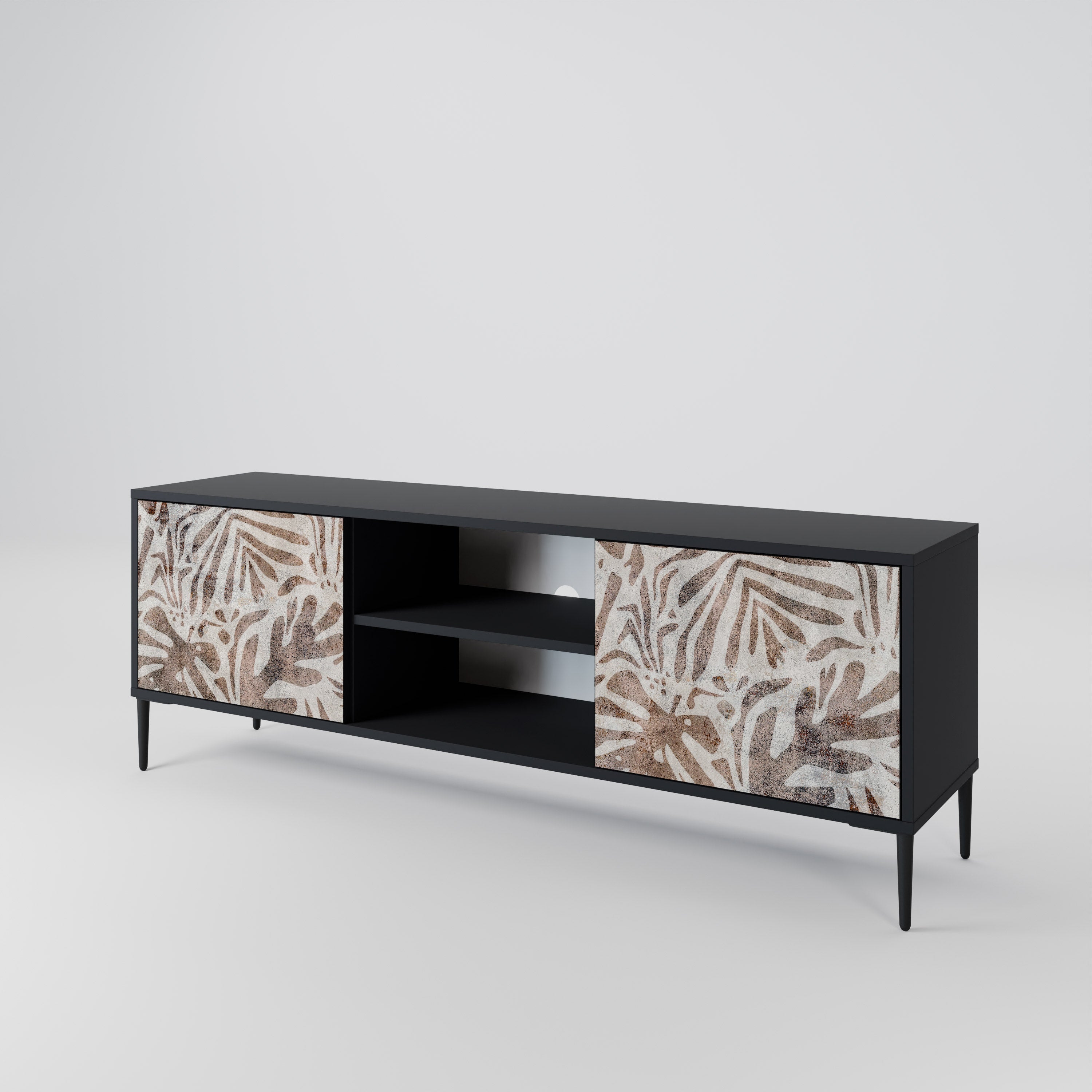 Mueble de TV de 2 puertas PASSING TIME en acabado negro