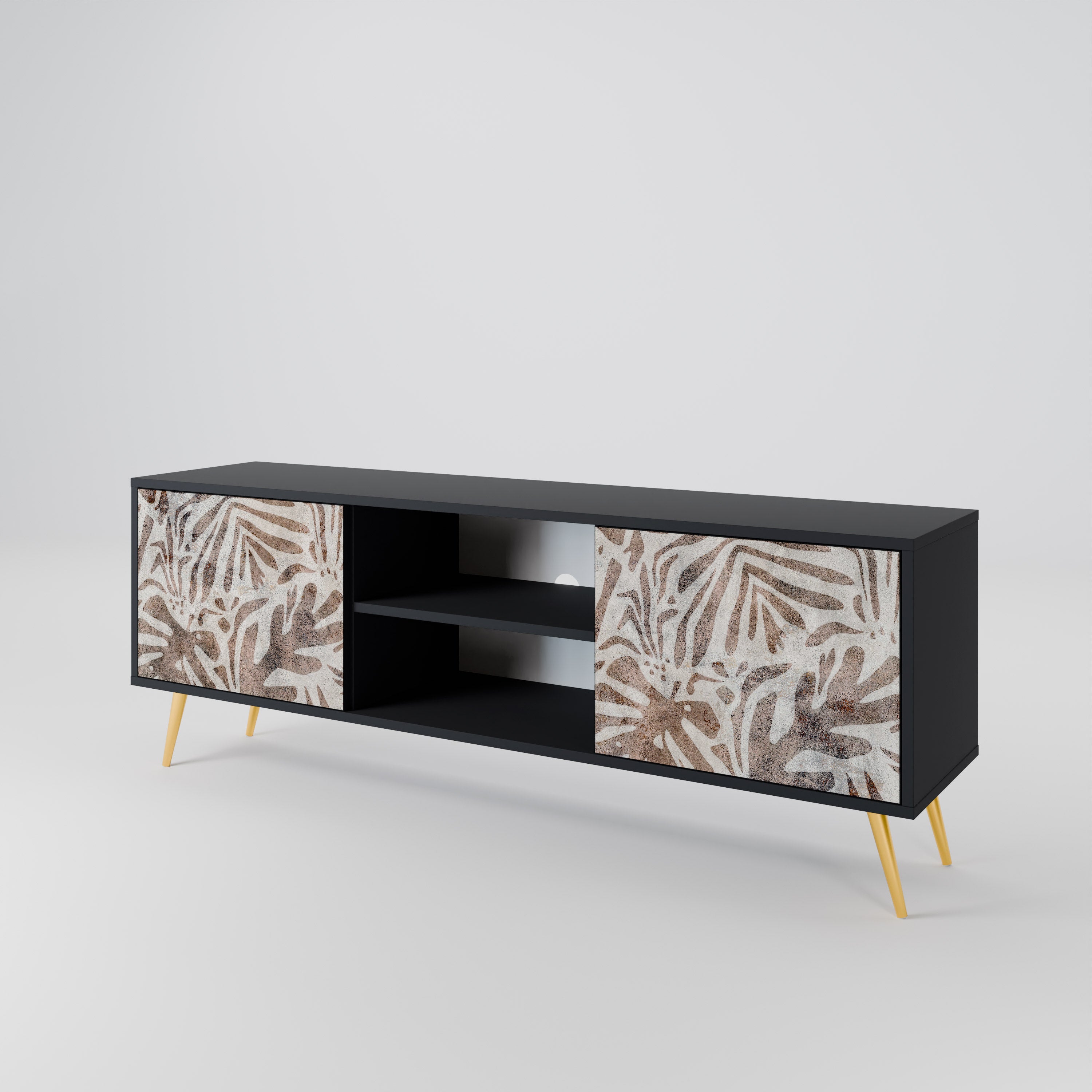 Mueble de TV de 2 puertas PASSING TIME en acabado negro