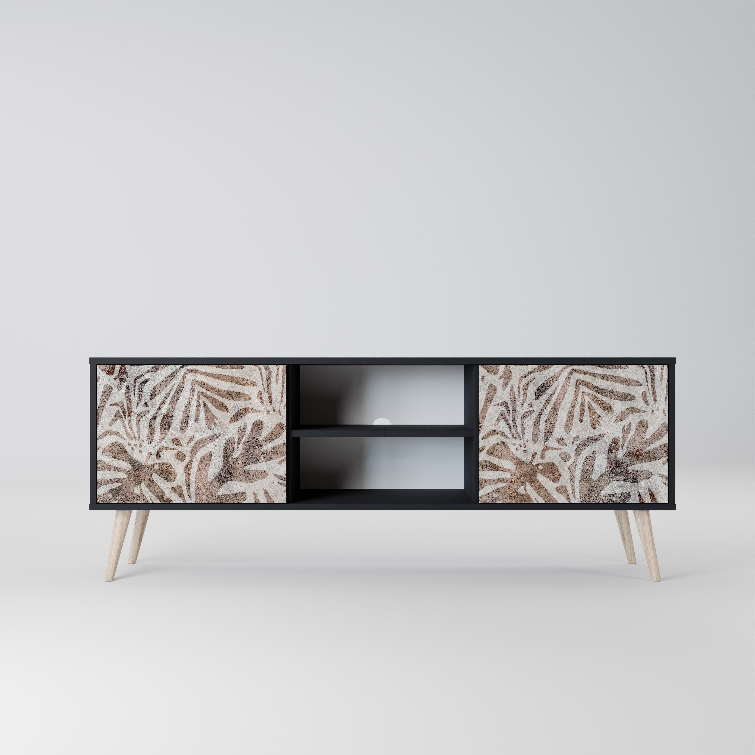 Mueble de TV de 2 puertas PASSING TIME en acabado negro