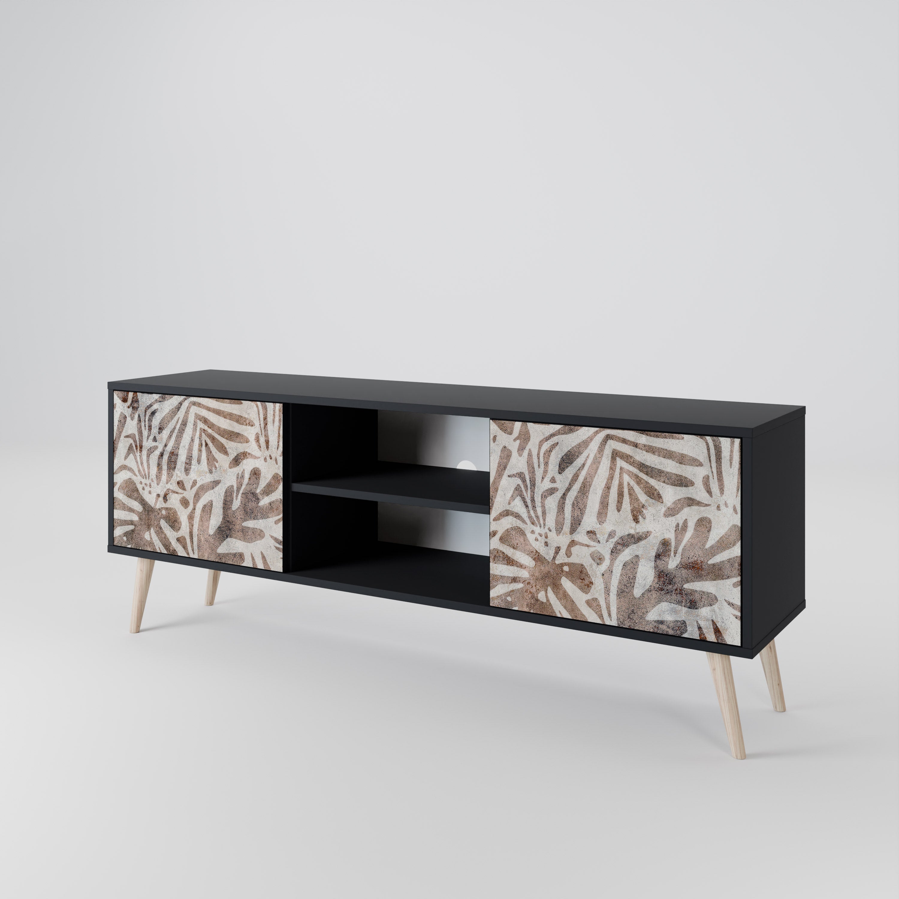Mueble de TV de 2 puertas PASSING TIME en acabado negro