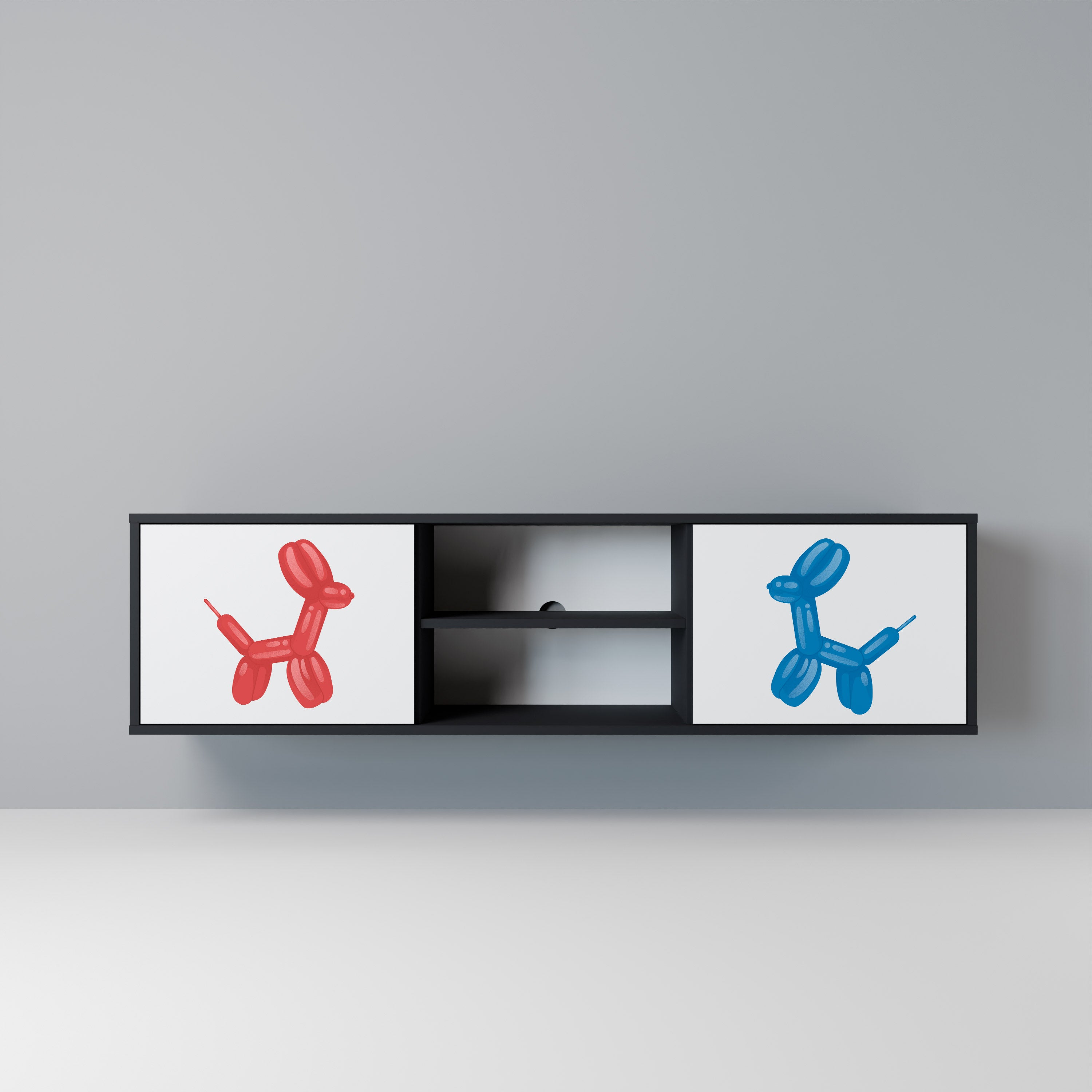 Mueble de TV de 2 puertas CHILDHOOD MEMORY con acabado negro