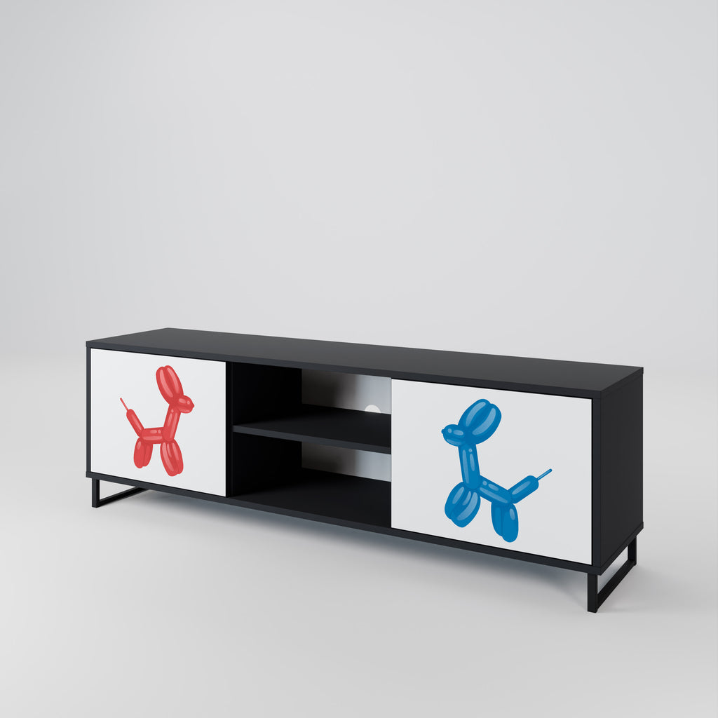 Mueble de TV de 2 puertas CHILDHOOD MEMORY con acabado negro