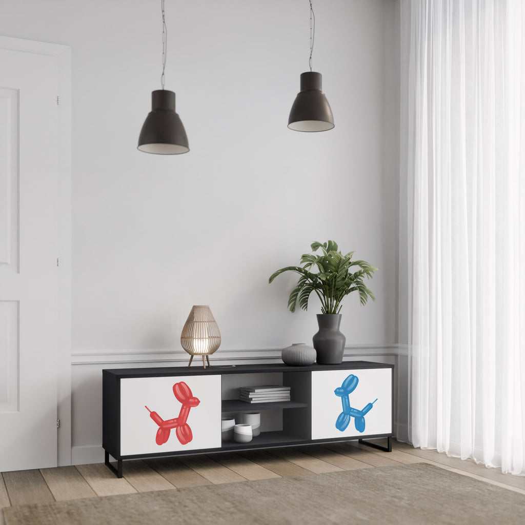 Mueble de TV de 2 puertas CHILDHOOD MEMORY con acabado negro