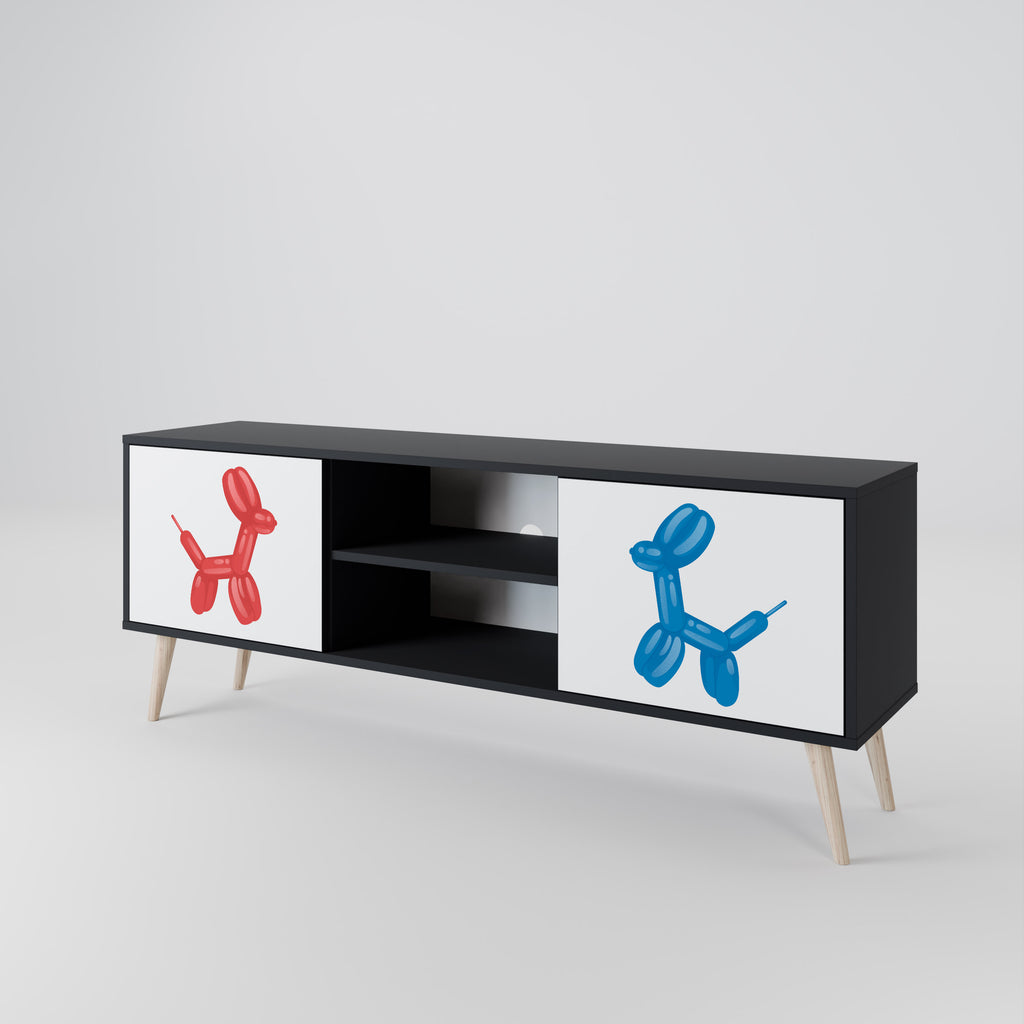 Mueble de TV de 2 puertas CHILDHOOD MEMORY con acabado negro