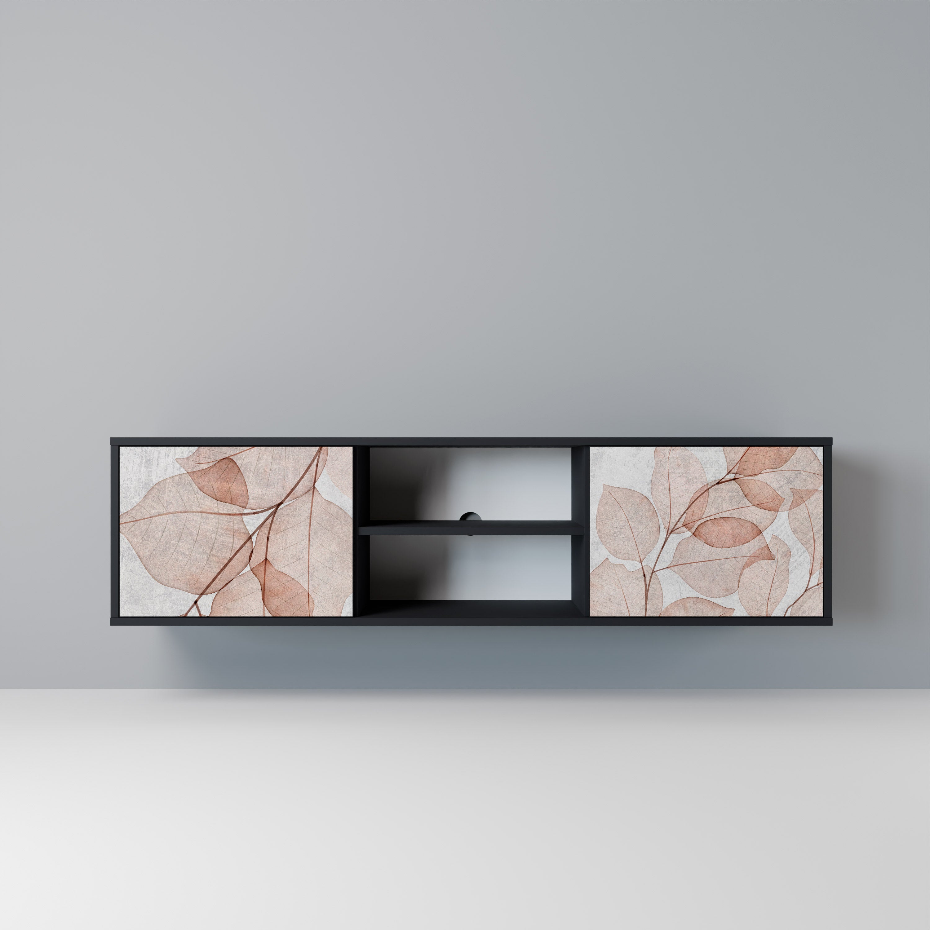 Mueble de TV de 2 puertas AUTUMN FRAGILITY en acabado negro