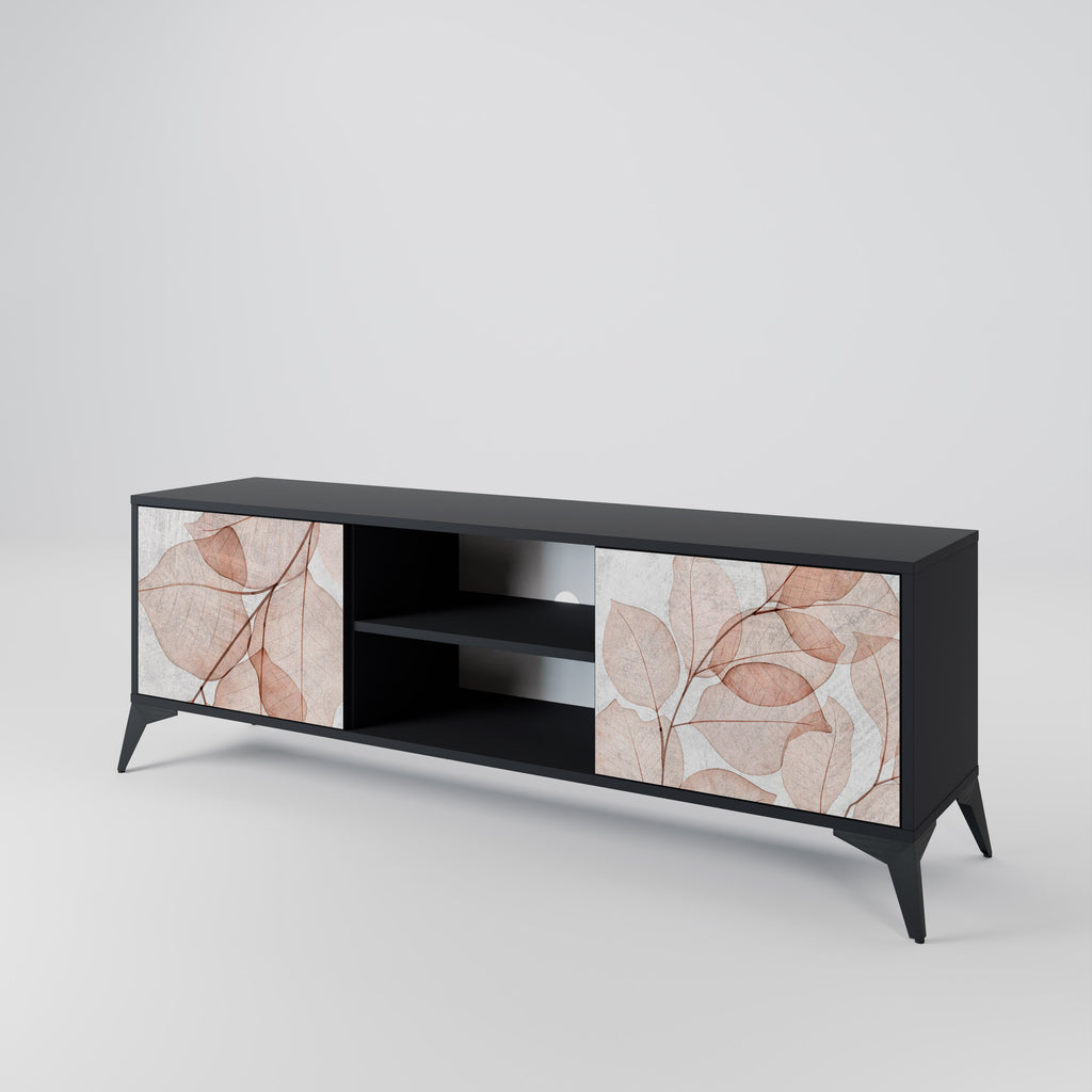 Mueble de TV de 2 puertas AUTUMN FRAGILITY en acabado negro
