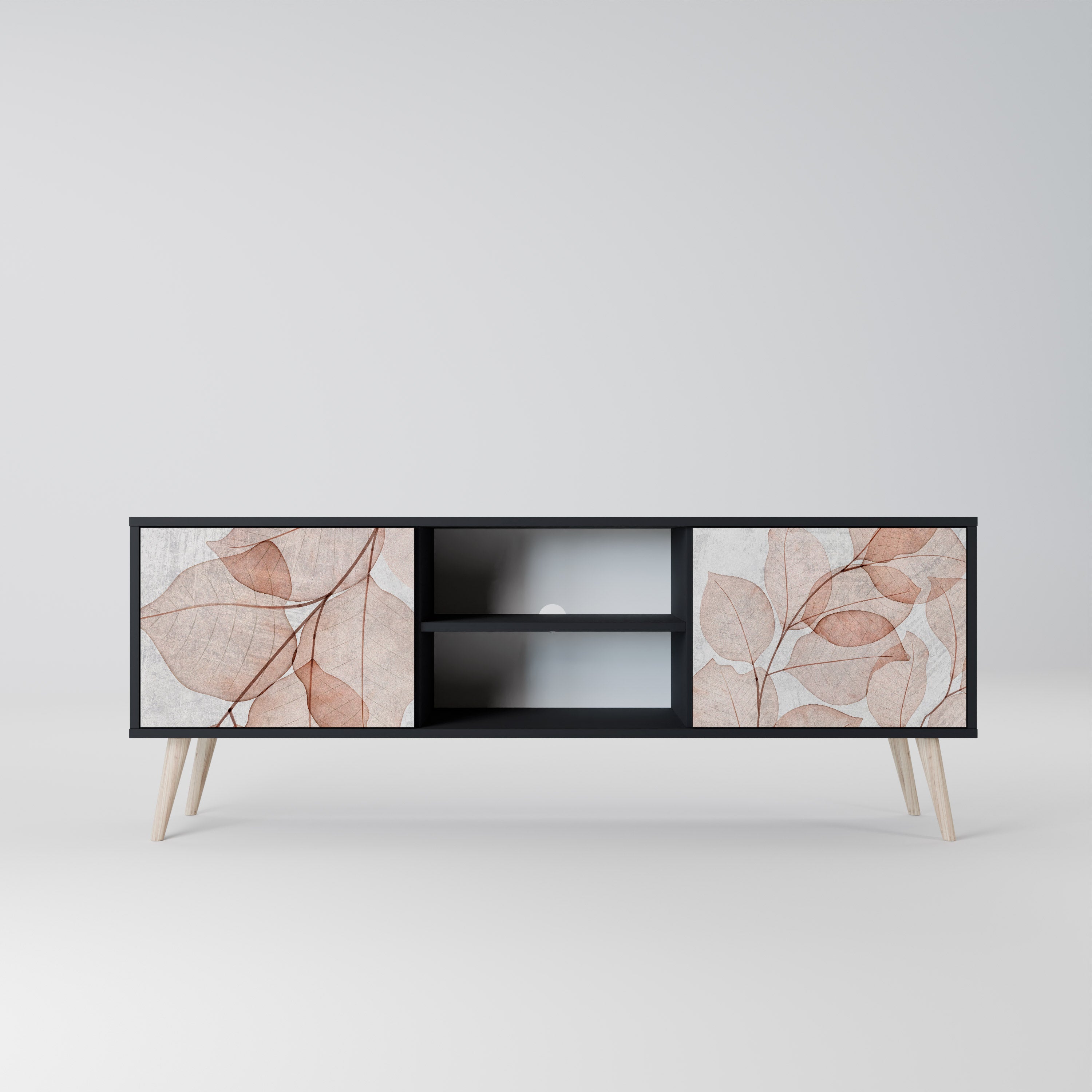 Mueble de TV de 2 puertas AUTUMN FRAGILITY en acabado negro