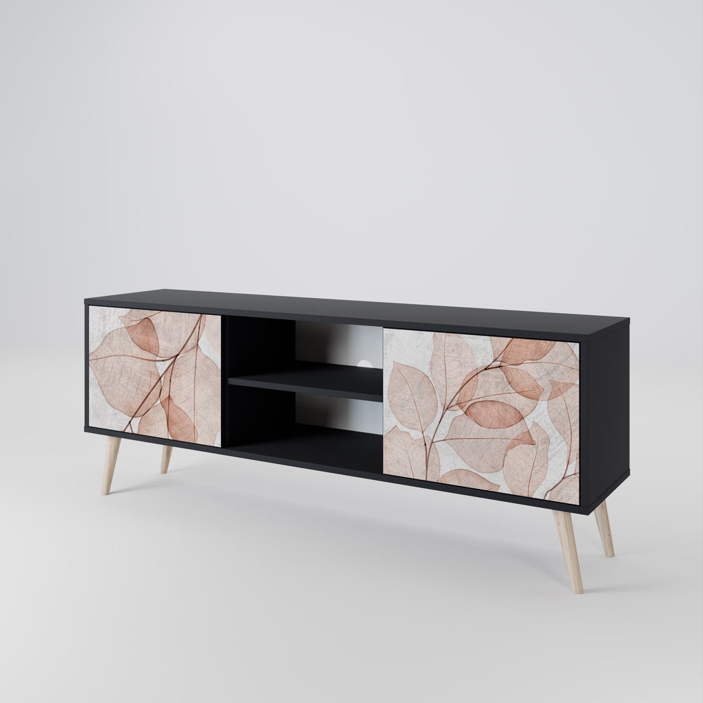 Mueble de TV de 2 puertas AUTUMN FRAGILITY en acabado negro