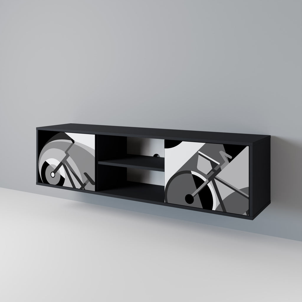 Mueble de TV BIKE ENERGY de 2 puertas con acabado negro