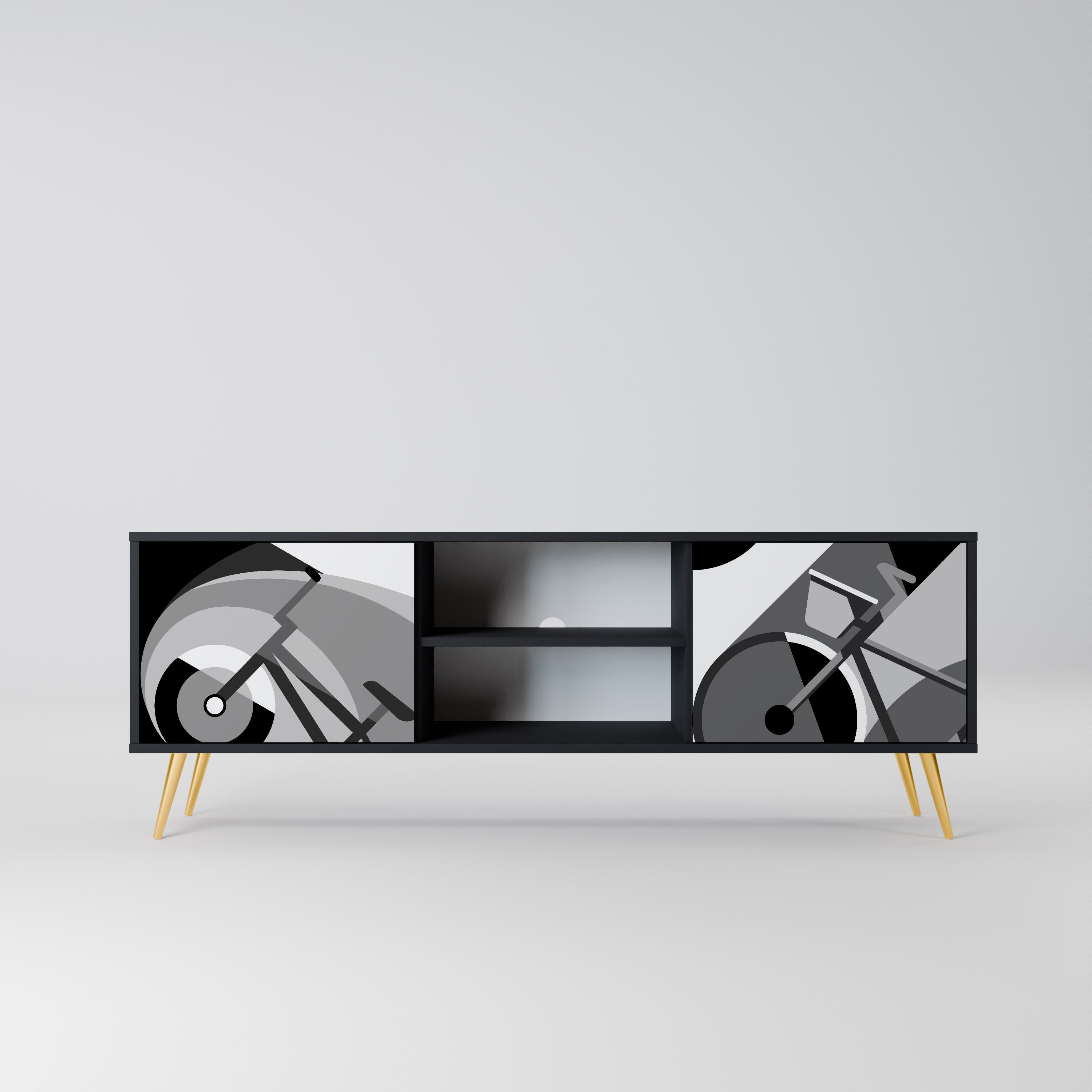 Mueble de TV BIKE ENERGY de 2 puertas con acabado negro