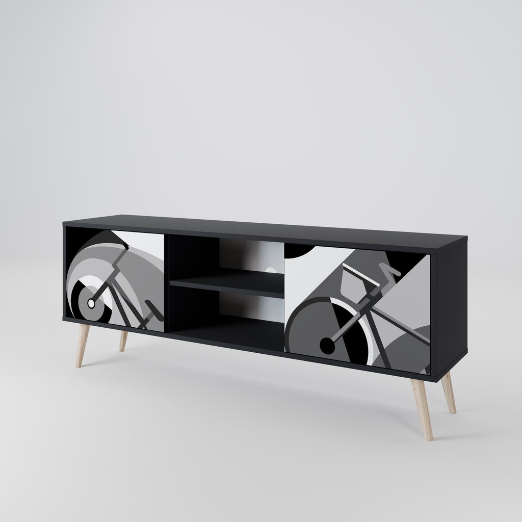Mueble de TV BIKE ENERGY de 2 puertas con acabado negro