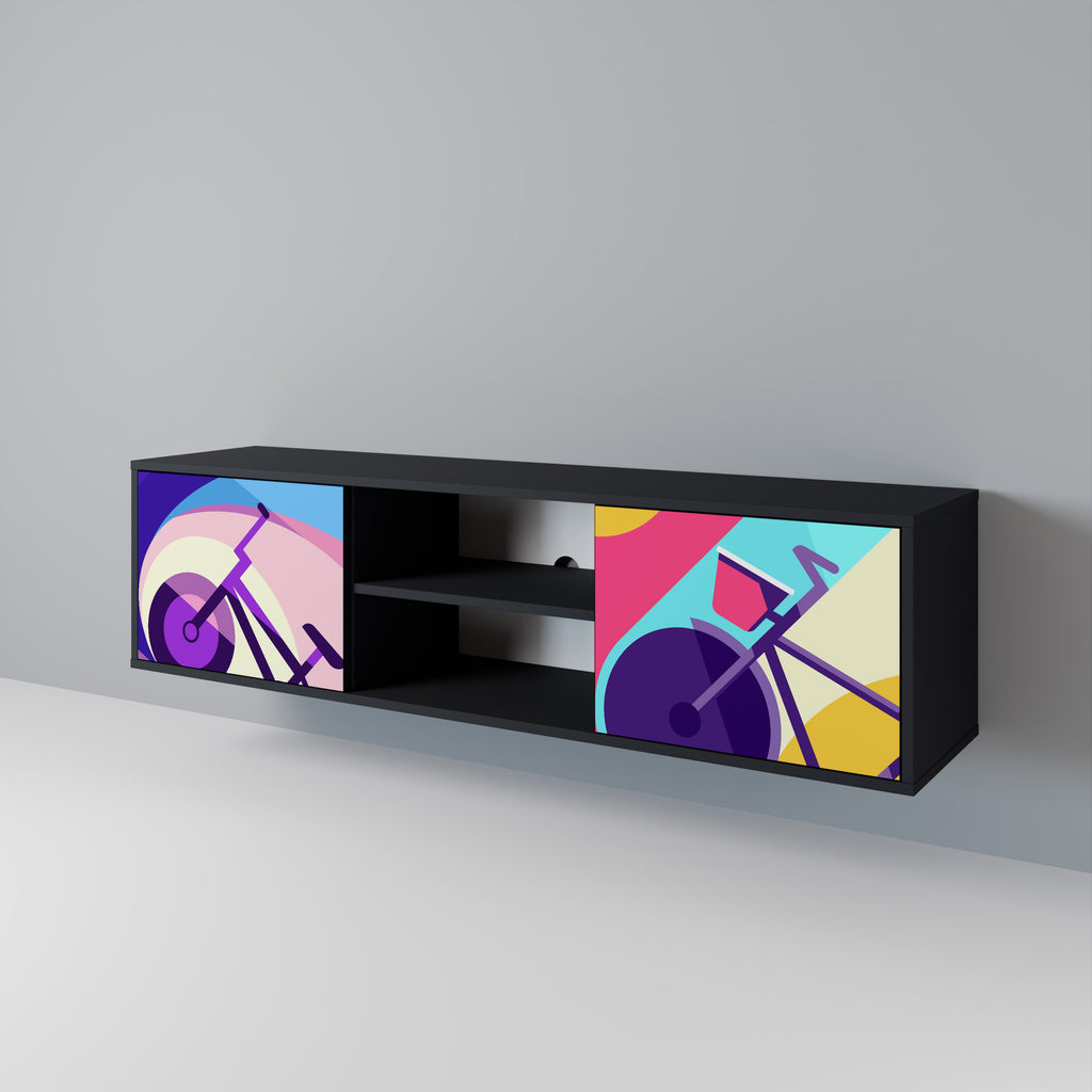 Mueble de TV de 2 puertas BIKE DREAMS con acabado negro