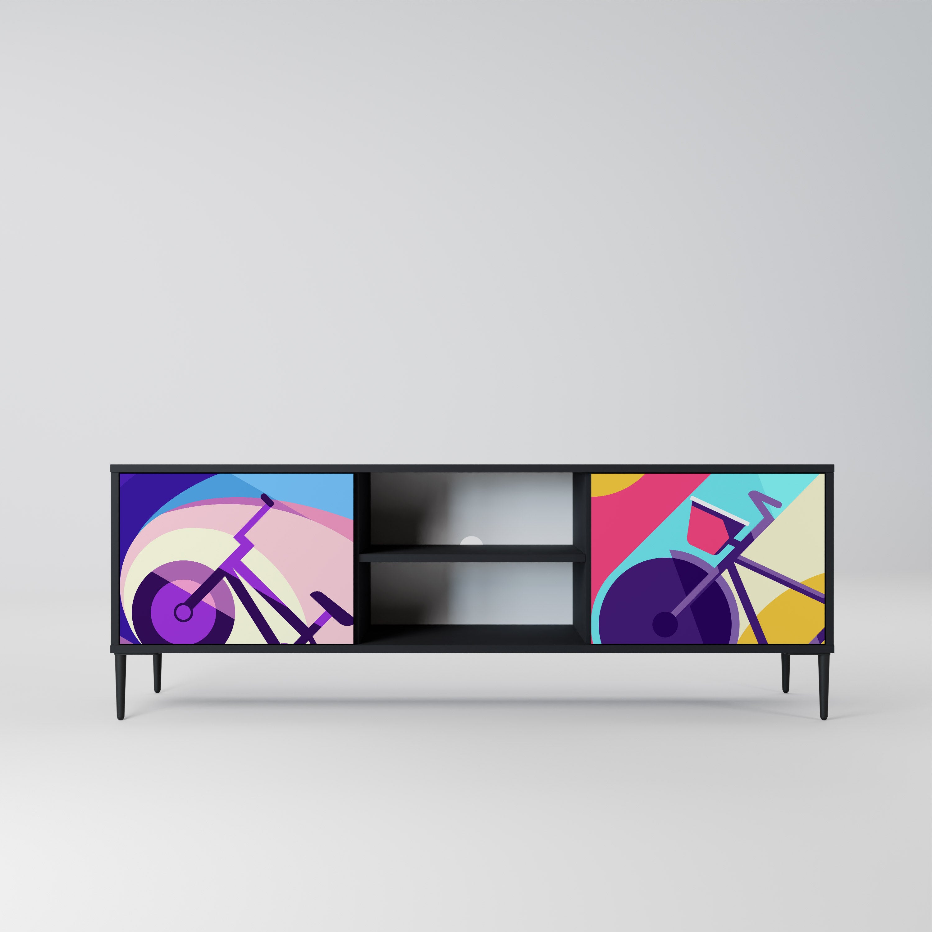 Mueble de TV de 2 puertas BIKE DREAMS con acabado negro