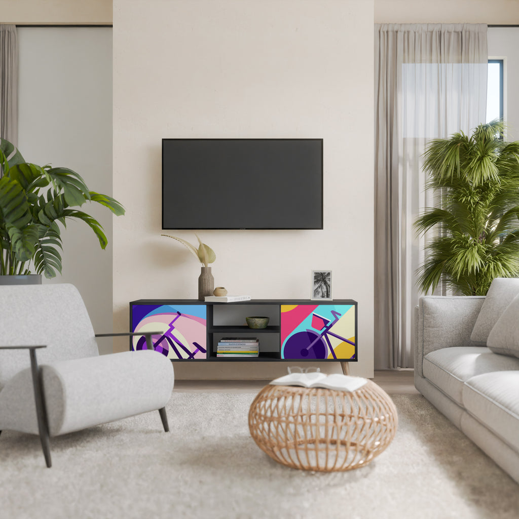 Mueble de TV de 2 puertas BIKE DREAMS con acabado negro