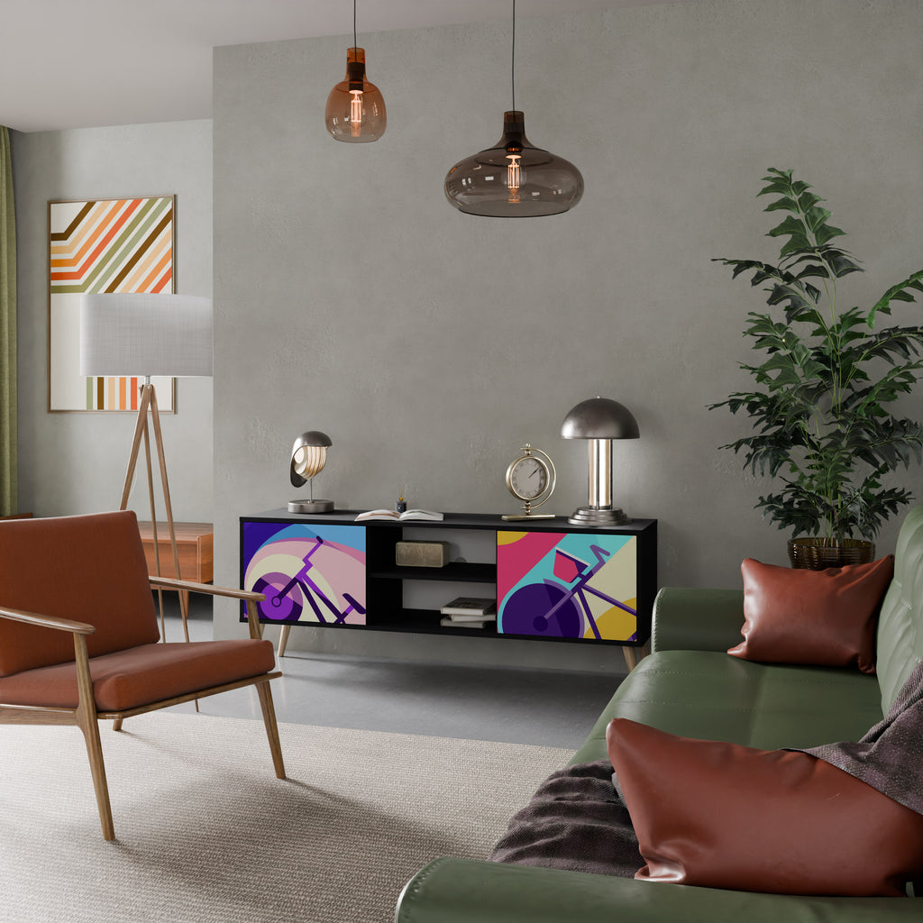 Mueble de TV de 2 puertas BIKE DREAMS con acabado negro
