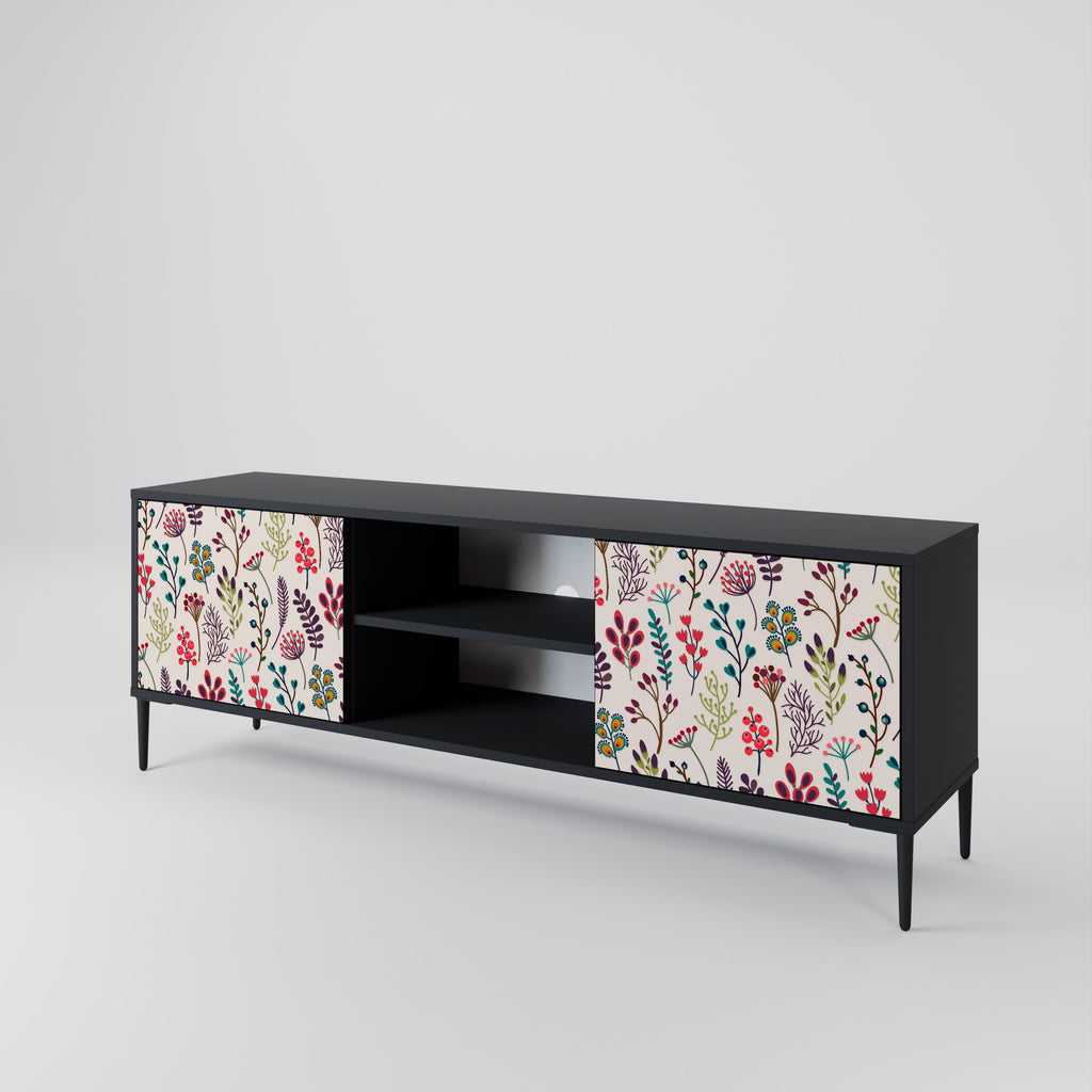 Mueble de TV de 2 puertas AUTUMN SUNDRIES en acabado negro