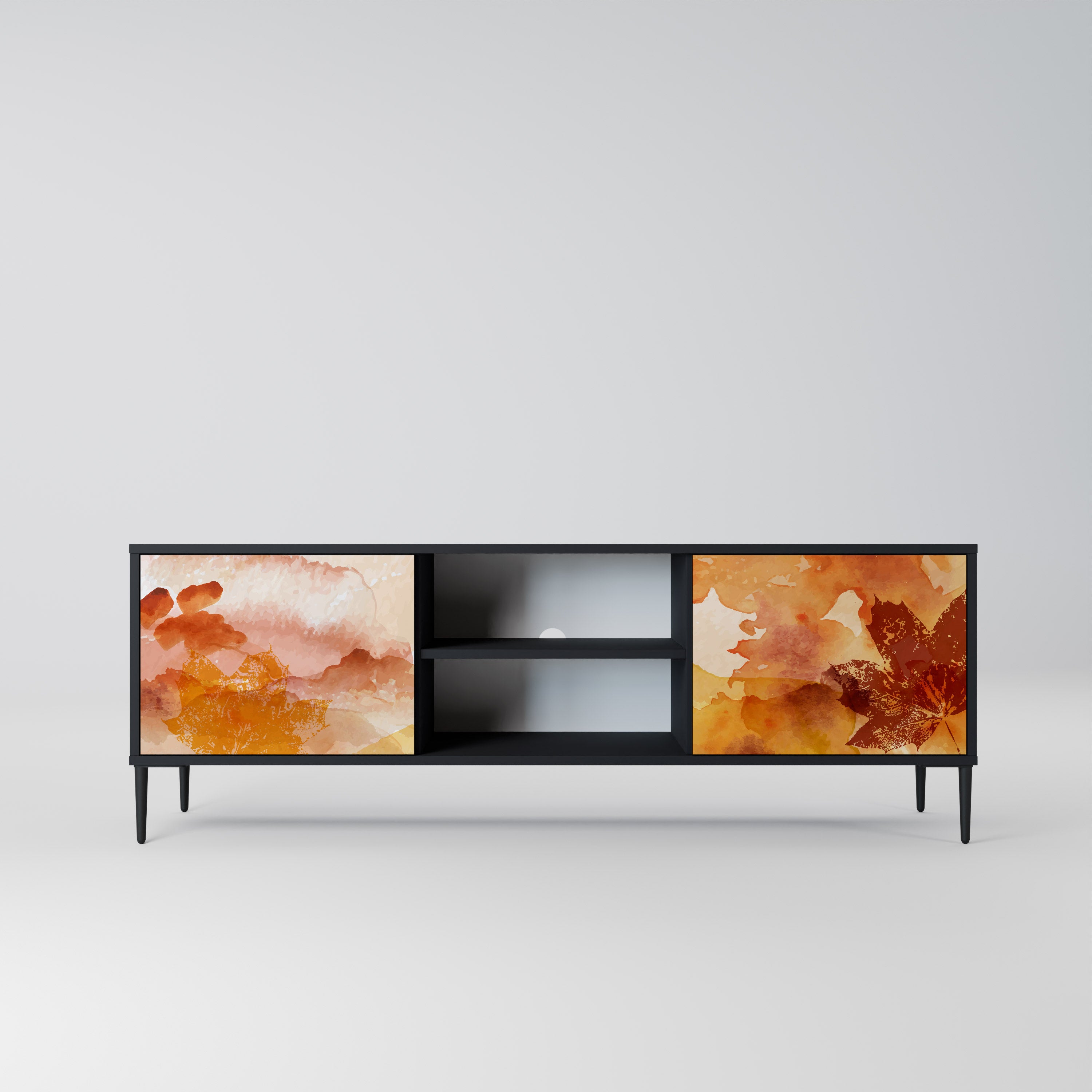 Mueble de TV de 2 puertas TRACES OF AUTUMN en acabado negro