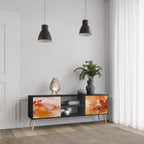 TRACES OF AUTUMN Mueble de TV de 2 Puertas en Acabado Negro