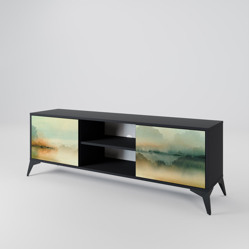 Mueble de TV de 2 puertas MORNING BY THE LAKE con acabado negro