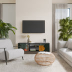 TROPICAL COMPOSITION Mueble de TV de 2 Puertas en Acabado Negro