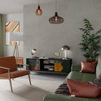 TROPICAL COMPOSITION Mueble de TV de 2 Puertas en Acabado Negro