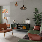 TROPICAL COMPOSITION Mueble de TV de 2 Puertas en Acabado Negro