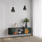 TROPICAL COMPOSITION Mueble de TV de 2 Puertas en Acabado Negro