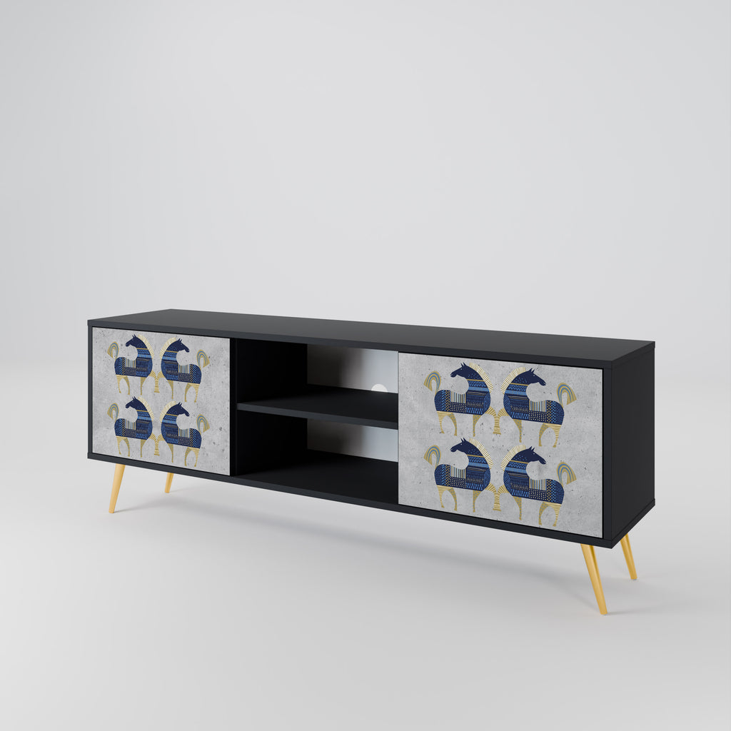 Mueble de TV MAJESTIC STEED de 2 puertas con acabado negro