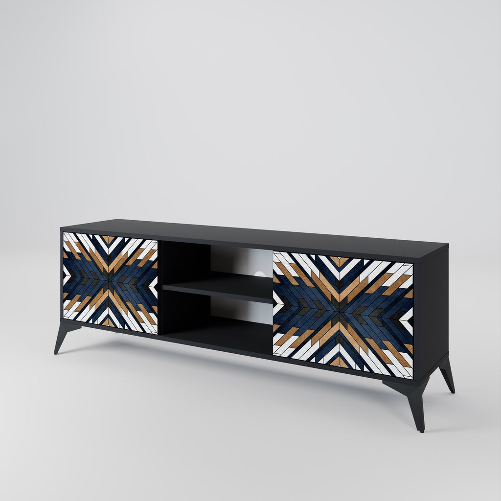 Mueble de TV de 2 puertas ARTFUL GEOMETRY con acabado negro