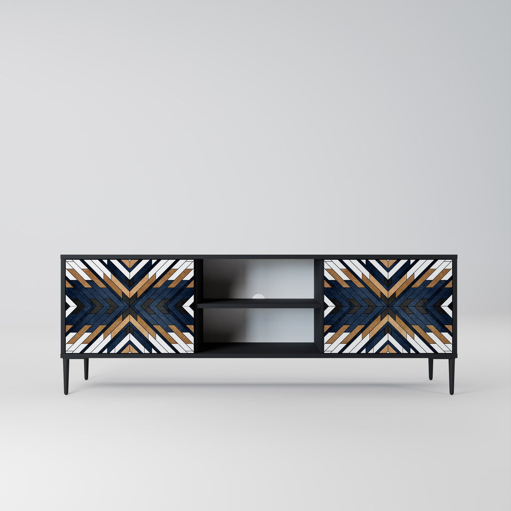 Mueble de TV de 2 puertas ARTFUL GEOMETRY con acabado negro