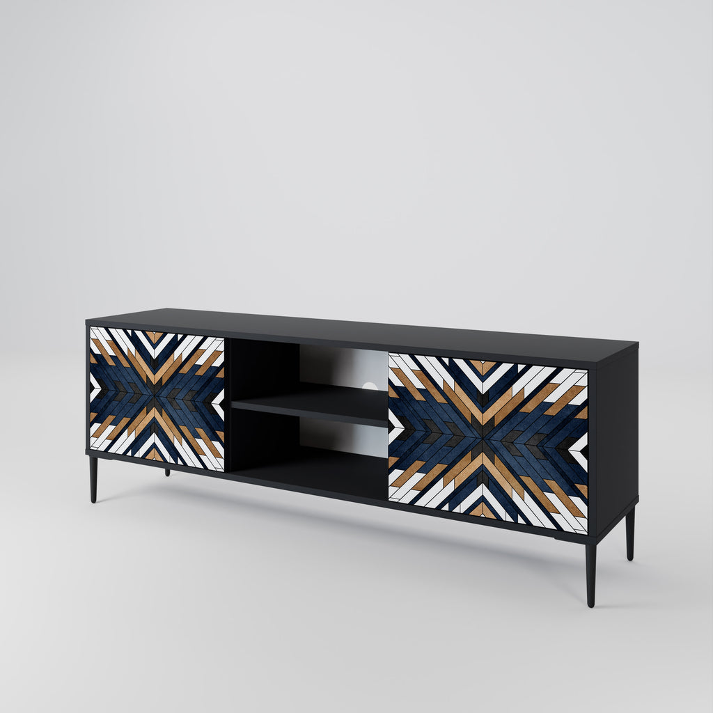 Mueble de TV de 2 puertas ARTFUL GEOMETRY con acabado negro