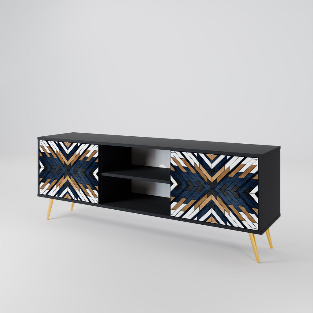 Mueble de TV de 2 puertas ARTFUL GEOMETRY con acabado negro