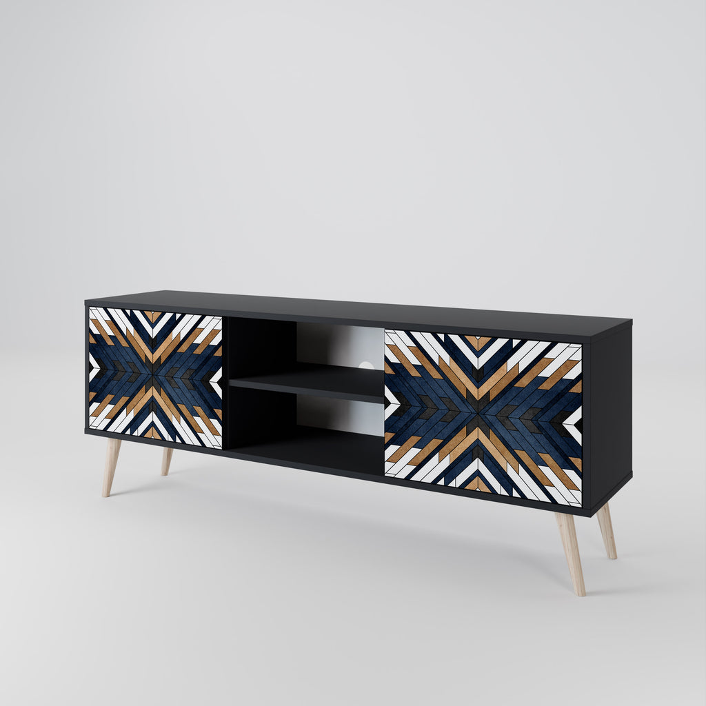 Mueble de TV de 2 puertas ARTFUL GEOMETRY con acabado negro