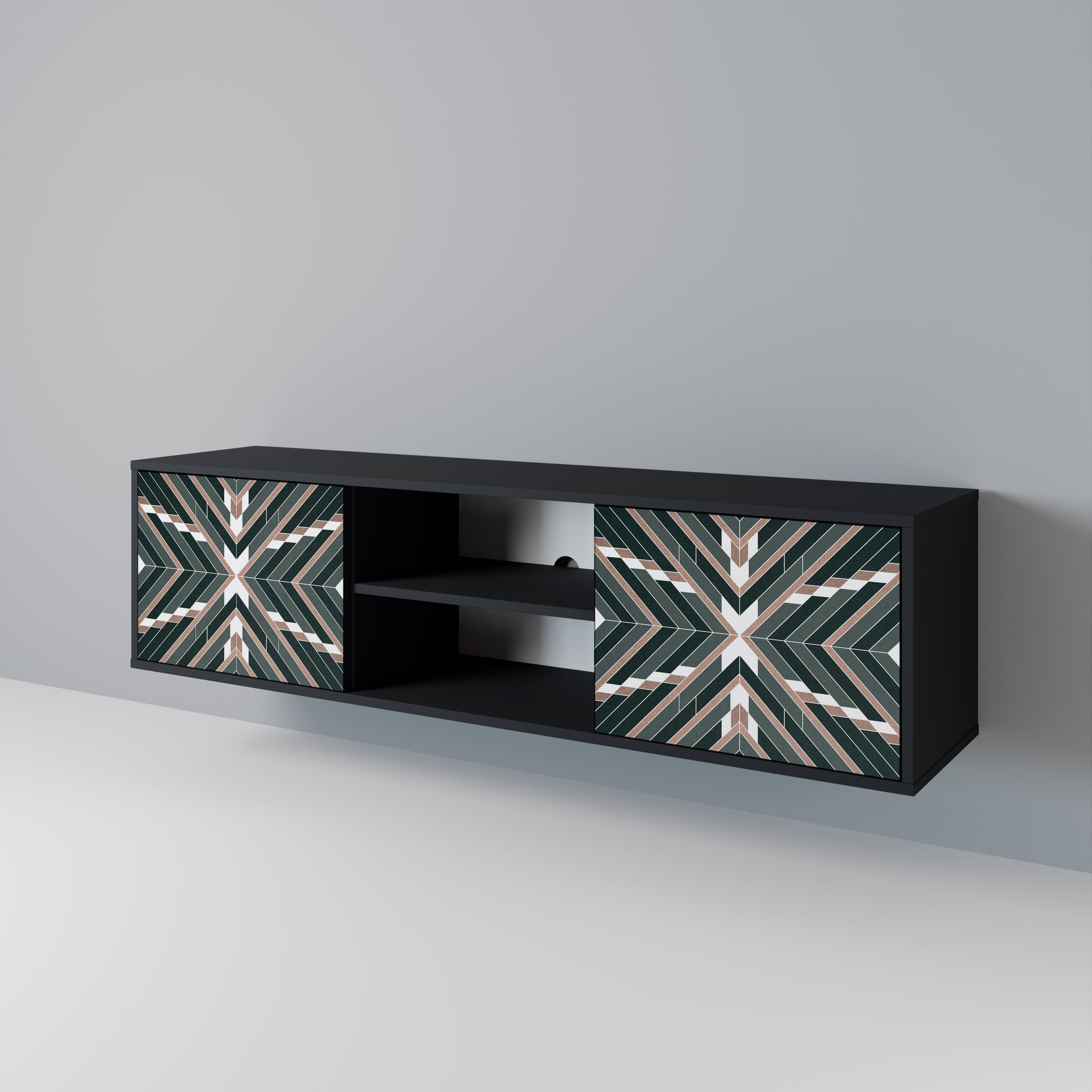 Mueble de TV de 2 puertas DIMENSION DELIGHTS con acabado negro