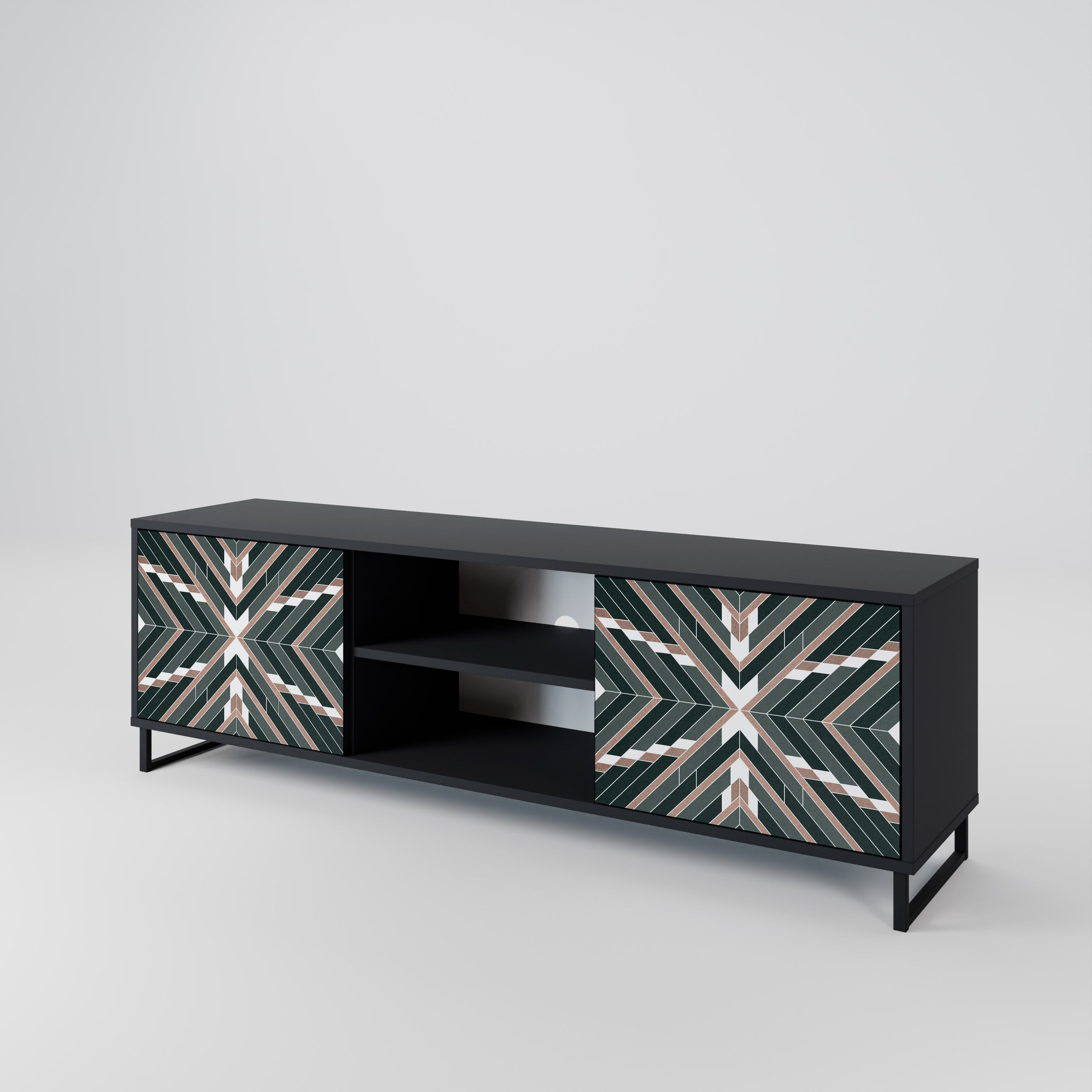 Mueble de TV de 2 puertas DIMENSION DELIGHTS con acabado negro
